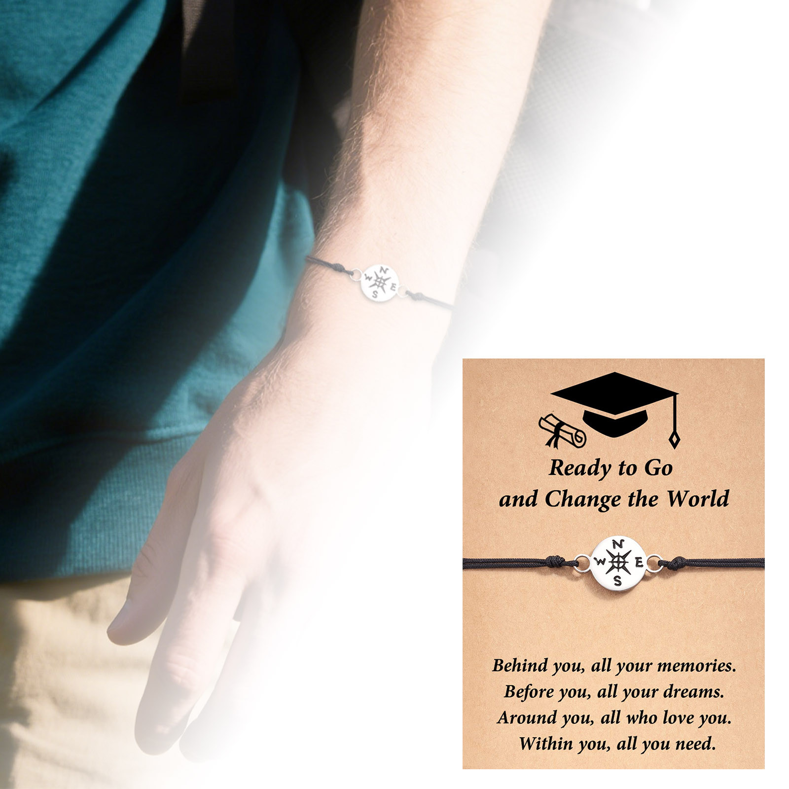 thumbnail image 2 of Pulsera de la tarjeta de la temporada de graduación Pulsera hueca de acero inoxidable de la línea de cera de la temporada de graduación, 2 of 2